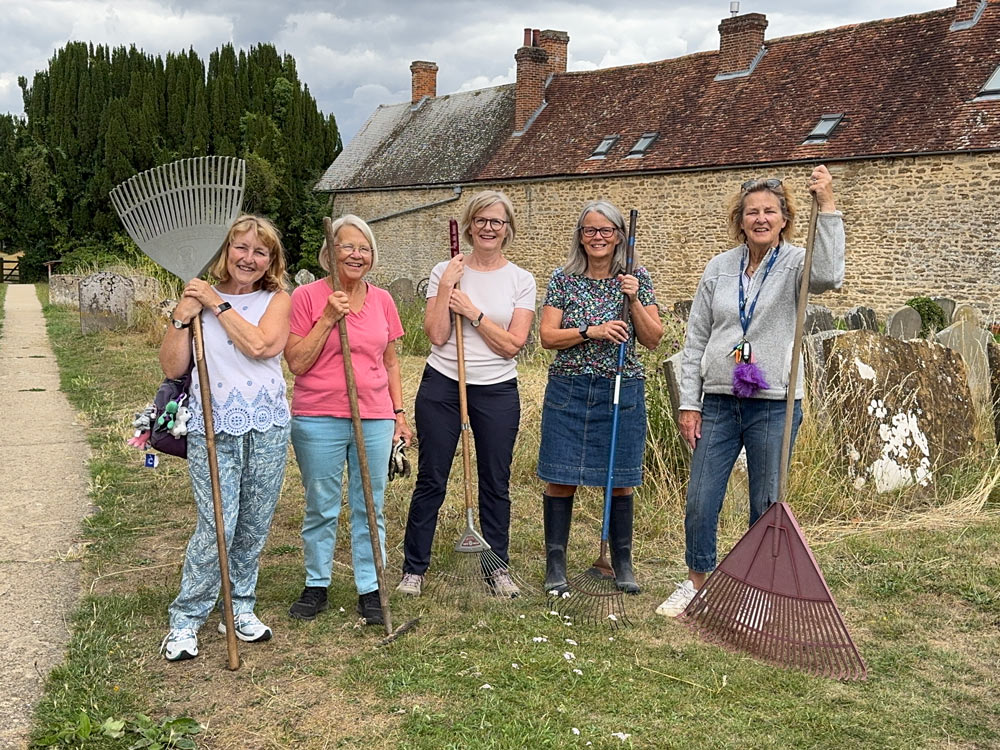volunteers for raking