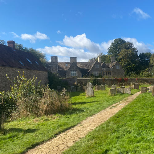 sunlit churchyard